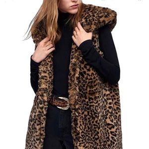 Zara Leopard hooded vest
